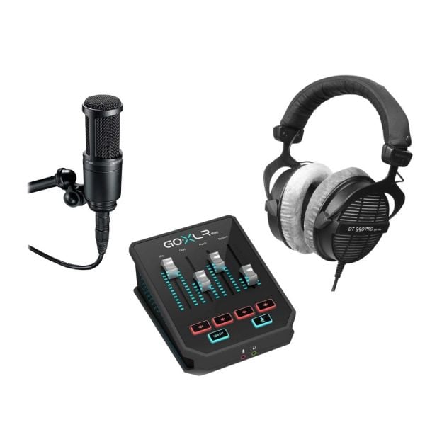 Gaming streamers Studio bundles of Beyerdynamic Dt 990 250 OHM Headphones,  Helicon Xlr Mini mixer, Audio Technica At2020 XLR microphones