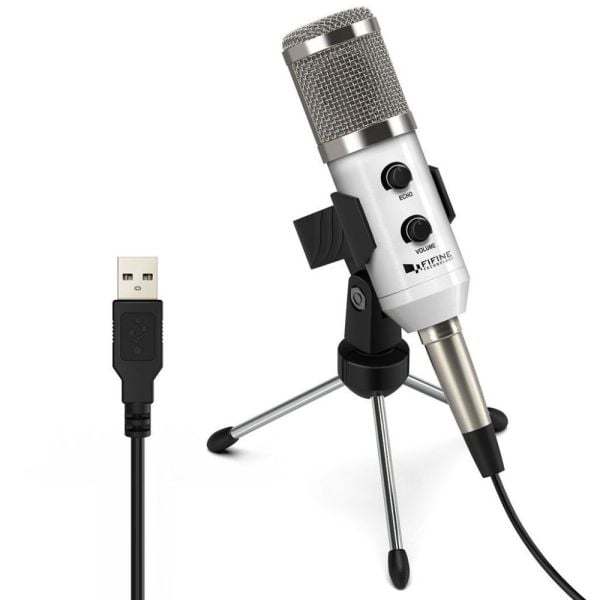FIFINE K056 USB Microphone With Volume and Echo Controls For Gaming and  Podcast on PC
