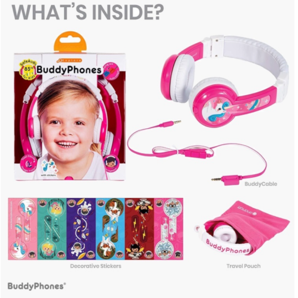 BuddyPhones Explore Foldable Headphones with Mic Pink Best Prices
