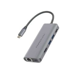 Powerology 7 in 1 USB-C Hub Ethernet & HDMI with PD 87W - Space Gray