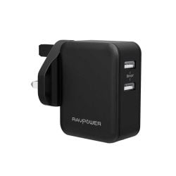 RAVPower 24W 4.8A Dual USB Wall Charger UK - Black