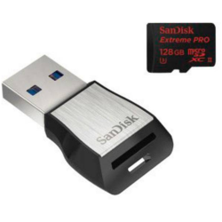 SanDisk Extreme PRO microSDHC card 128 GB Class 10, UHS-II, UHS-Class 3 + USB card reader