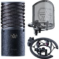 Aston Microphones Origin Large-diaphragm Condenser Microphone Bundle with Large-diaphragm Condenser Microphone and Built-in Pop Filter; Matching Swiftshield Pop Filter; and Matching Custom Shock Mount