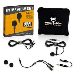 PowerDeWise Professional Grade 2 Lavalier Lapel Microphones Set for Dual Interview