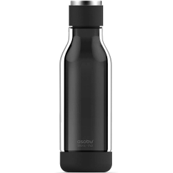 ASOBU Inner Peace Glass and Tritan Encased 17 Ounce Travel Water Bottle - Black