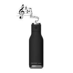 زجاجة مياه ASOBU Wireless Beat اللاسلكية مزدوجة الجدار والمعزولة من الفولاذ المقاوم للصدأ مع غطاء مكبر الصوت بحجم 17 أونصة من اسوبو - أسود