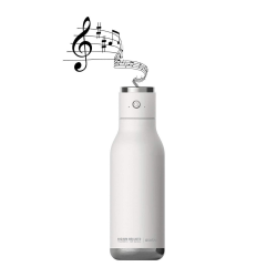 زجاجة مياه ASOBU Wireless Beat اللاسلكية مزدوجة الجدار والمعزولة من الفولاذ المقاوم للصدأ مع غطاء مكبر الصوت بحجم 17 أونصة من اسوبو - أبيض