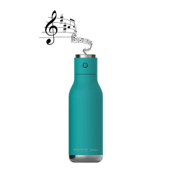 زجاجة مياه ASOBU Wireless Beat اللاسلكية مزدوجة الجدار والمعزولة من الفولاذ المقاوم للصدأ مع غطاء مكبر الصوت بحجم 17 أونصة من اسوبو - فيروزي