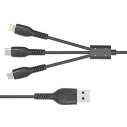 Porodo PVC 3 in 1 Cable 1.4m - Black