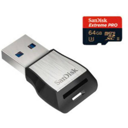 SanDisk Extreme PRO microSDHC card 64 GB Class 10, UHS-II, UHS-Class 3 + USB card reader