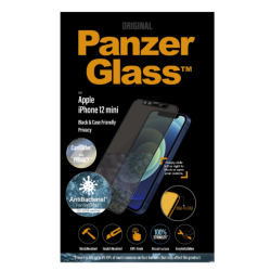 واقي الشاشة الزجاجي PanzerGlass Dual Privacy ثنائي الحفاظ على الخصوصية لهواتف آيفون 12 ميني - محافظ على الخصوصية مع إطار أسود من بانزيرغلاس