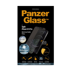 واقي الشاشة الزجاجي PanzerGlass Dual Privacy ثنائي الحفاظ على الخصوصية لهواتف آيفون 12 و 12 برو - فلتر الخصوصية مع إطار أسود من بانزيرغلاس