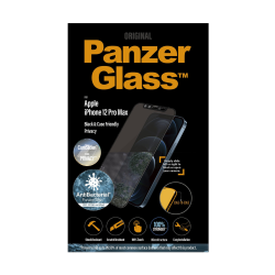 واقي شاشة زجاجي PanzerGlass Dual Privacy iPhone 12 Pro Max بحماية ثنائية للخصوصية مع إطار أسود لهاتف ايفون 12 برو ماكس من بانزيرغلاس