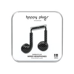 Happy Plugs Earbud Plus Wired - Fashionable Headphones - Carbon Fibre