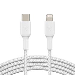كابل Belkin Boost Charge المضفر من USB-A إلى لايتننج بطول 3 متر من بيلكن - أبيض