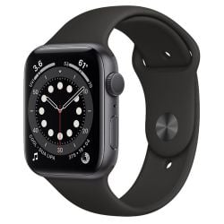 سماعة ابل الذكية Apple Watch Series 6 GPS من الالمنيوم 44 مم - أسود