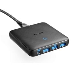 موزع شحن Anker Powerport Atom 3 Slim بأربعة منافذ من أنكير - أسود