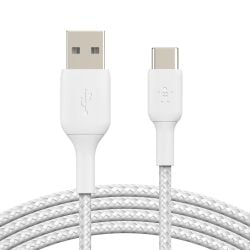 كابل مضفر Belkin Boost Charge من USB-C إلى USB-A بطول 2 متر من بيلكن - أبيض