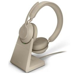 Jabra Evolve2 65 UC Wireless Stereo Headphones with Link380a Stand - Beige