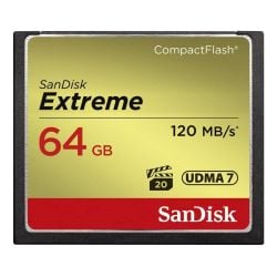 بطاقة ذاكرة SanDisk Extreme UDMA7 CompactFlash سعة 64 جيجا بايت سرعة 120 ميجا بايت في الثانية من سانديسك (SDCFXSB-064G-G46)