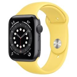 سماعة ابل الذكية Apple Watch Series 6 GPS من الالمنيوم 44 مم - أصفر 