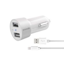 Porodo Dual USB Car Charger 3.4A with Lightning Cable 4ft. - White