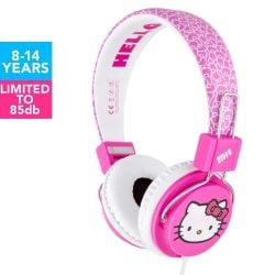 HELLO KITTY Junior On Ear Kids Headphones Fuzzy Bow White / Pink