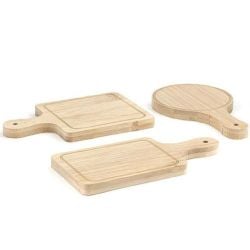 KIKKERLAND Mini Serving Trays - Set of 6 - Wooden Brown