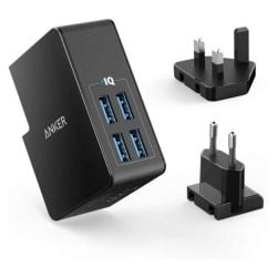 شاحن حائط Anker PowerPort 4 Lite USB بأربعة منافذ 27 وات من أنكير - أسود