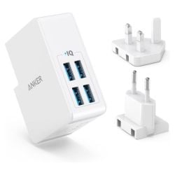 شاحن حائط Anker PowerPort 4 Lite USB بأربعة منافذ 27 وات من أنكير - أبيض