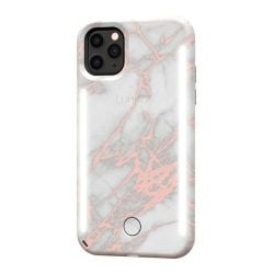 Lumee Duo Phone Case for iPhone 11 Pro Max - Metallic Marble White Rose Gold