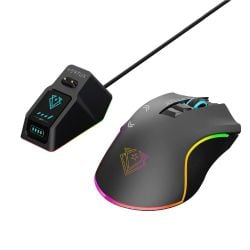 Vertux Mustang Wireless Mouse upto 10000 DPI Black with Charging Dock