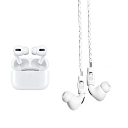 BUNDLE: APPLE Airpods Pro with Noise cancellation + Tapper - Strap For Airpods / Airpods Pro - Leather - White