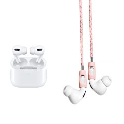 BUNDLE: APPLE Airpods Pro with Noise cancellation + Tapper - Strap For Airpods / Airpods Pro - Leather - Pink