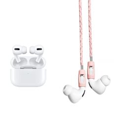 حزمة: سماعة ايربودز برو Apple AirPods Pro اللاسلكية الملغية للضجيج من ابل + شريط من الجلد Tapper Strap لسماعات ايربودز وايربودز برو - لون وردي