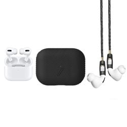 BUNDLE: APPLE Airpods Pro with Noise cancellation + Native Union - Curve Case For Airpods Pro - Black + Tapper - Strap For Airpods / Airpods Pro - Leather - Black