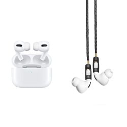 BUNDLE: APPLE Airpods Pro with Noise cancellation + Tapper - Strap For Airpods / Airpods Pro - Leather - Black 
