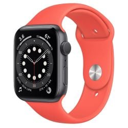 سماعة ابل الذكية Apple Watch Series 6 GPS من الالمنيوم 44 مم - برتقالي