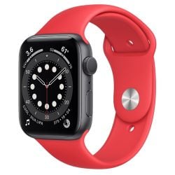 سماعة ابل الذكية Apple Watch Series 6 GPS من الالمنيوم 44 مم - أحمر