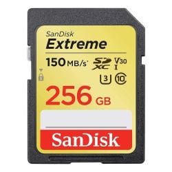بطاقة ذاكرة SanDisk Extreme SDXC سعة 256 جيجابايت سرعة 150 ميجابايت / ثانية من سانديسك (SDSDXV6-256G-GNCIN)