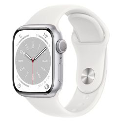 Apple Watch Series 8 MP6K3AE/A 41mm Silver Aluminum Case with White Sport Band