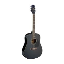 Stagg Black Dreadnought Acoustic Guitar with Basswood Top