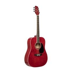 Stagg Red Dreadnought Acoustic Guitar with Basswood Top