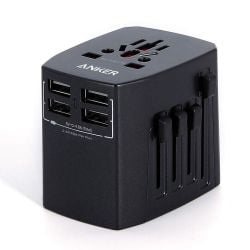 Anker Universal Travel Adapter with 4 USB Ports - Black 