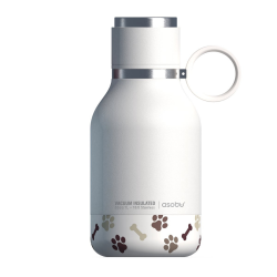 ASOBU Dog Bowl Bottle 1L - Stainless Steel Hydration Bottle and Detachable Bowl for Dogs - White