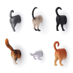 KIKKERLAND Cat Butt Magnet - Set of 6 - Multi-color