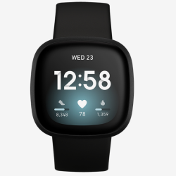 Fitbit Versa 3 Black/Black Aluminum Smart Watch