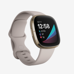 Fitbit Sense Lunar White/Soft Gold Stainless Steel Smart Watch