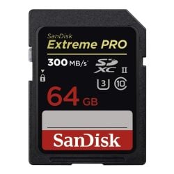 بطاقة ذاكرة SanDisk Extreme PRO UHS-II Class سعة 64 جيجابايت سرعة 300 ميجابايت بالثانية من سانديسك (SDSDXPK-064G-GN4IN)