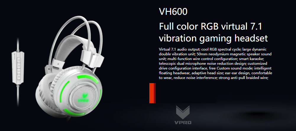 Nogen som helst Cataract sporadisk VPRO VH600 Gaming Virtual 7.1 Channel Headset Black | Best Prices
